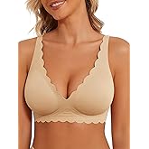 BOUFOR Deep V Bra Low Cut Sexy Push Up Bralettes for Women Padded Comfy Smoothing Wireless Lifting Bras Seamless Bralette