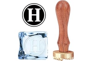 CRASPIRE H Ice Stamp Letter Ice Cube Stamp Ice Branding Stamp with Removable Brass Head & Wood Handle Vintage Ice Stamp for DIY Crafting Cocktail Whiskey Mojito Drinks Bar Making