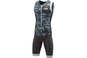 KONA TRI APPAREL KONA Mens Assault Triathlon Race Suit - Sleeveless Skinsuit Padded Cycling Tri Suit for Swim Bike Run