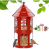 Bird Feeders for Outdoors Hanging, Metal Wild Bird Feeder for Outdside Easy to Clean & Refill, Weatherproof & Large Capacity, Ideal Birdfeeder for Attracting Finch, Cardinal, Blue Jay, Red