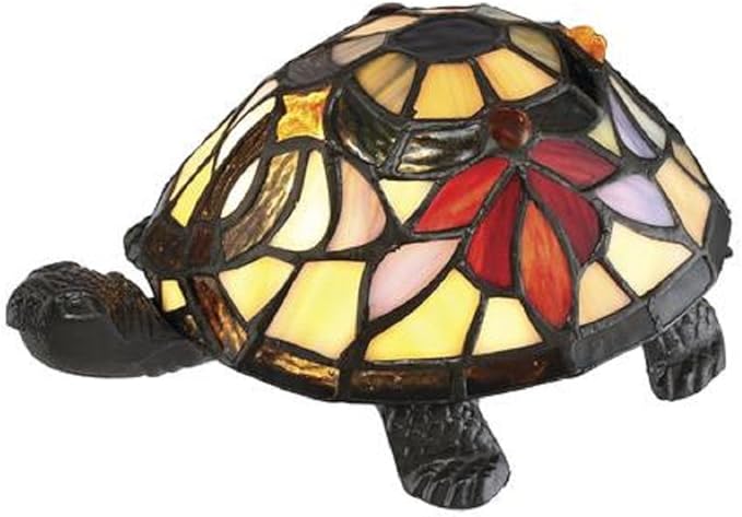 Tiffany Style Turtle Shaped Table Lamp Multi Colored Bronze Finished Tortoise Shell Glass Shade 3 5 Amazon Com