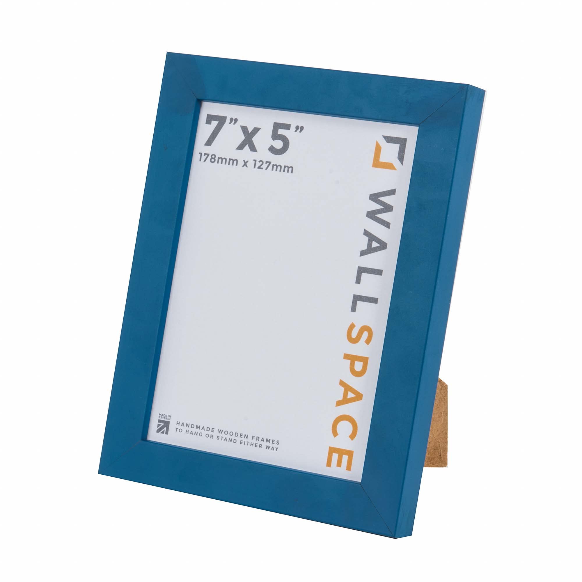 Wall Space 7x5 Blue Picture Frame | Blue 5x7 Photo Frame | 7 x 5 inch | 178x127mm | 17.8x12.7cm | Solid Wood Wooden with Real Glass | Handmade in UK — image 1