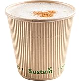Restaurantware Paper Coffee Cups 8 Ounce Pack of 25 Insulated Ripple Wall Coffee Hot Beverage Cups Leak-Resistant Kraft For Cafés, Coffee Shops, Bakeries