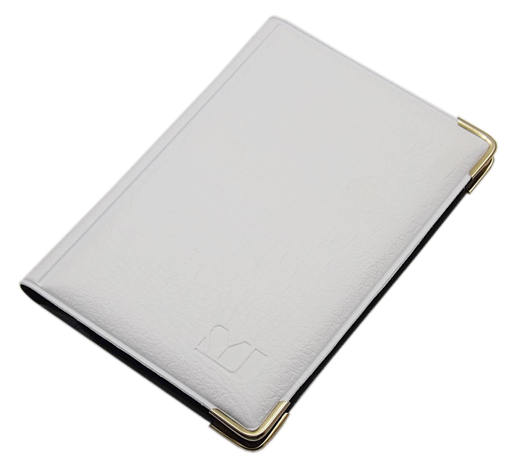 myledershop Credit Card case with Metal Corners 12 Pockets (Design 3 / White)