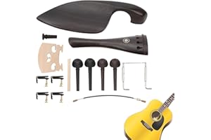 4/4 Violin Accessories Kit, Ebony Tuning Pegs Chinrest Endpin Tuners Bridge Soundpost Kit, Set of 15, Tailpiece 4/4 Violin Tu