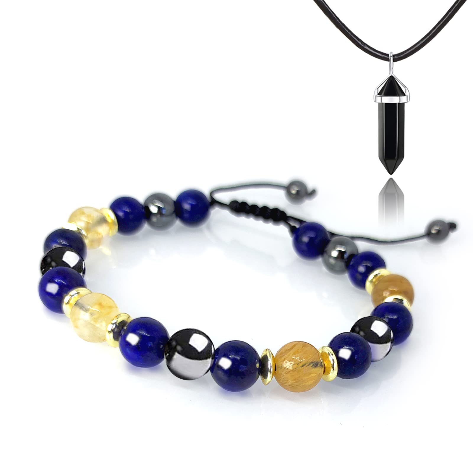 Hion Triple Protection Bracelet- Lapis Lazuli Hematite Bracelet Set for Men Women