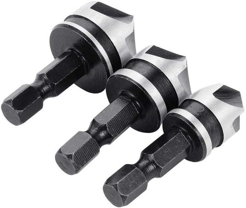 Gasea 3pcs 1/4 Inch Hex Shank 5 Flute 90 Degree Chamfering Countersink Drill Bit Set 12mm 16mm 19mm - Image 5