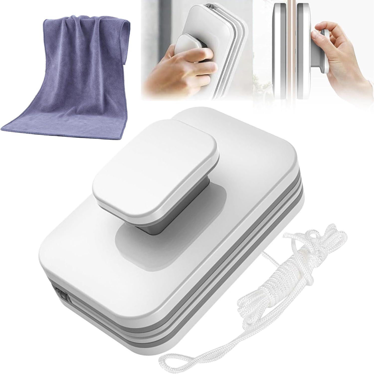 Photo 1 of Magnetic Windshield Cleaner Tool, Double-Sided Window Cleaner Glass Wiper, Magnetic Window Cleaner, Magnetic Windshield Cleaner for High Rise Double Glazed Windows Thickness