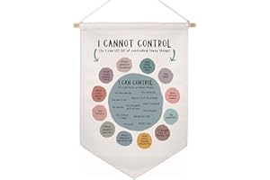 HUBBGDESIGN Classroom Wall Hanging Banner Poster Therapy Office Decor Calm Down Corner School Counselor Mental Health Growth Mindset Poster Anxiety Educational Wall Banner (I Can't Control)