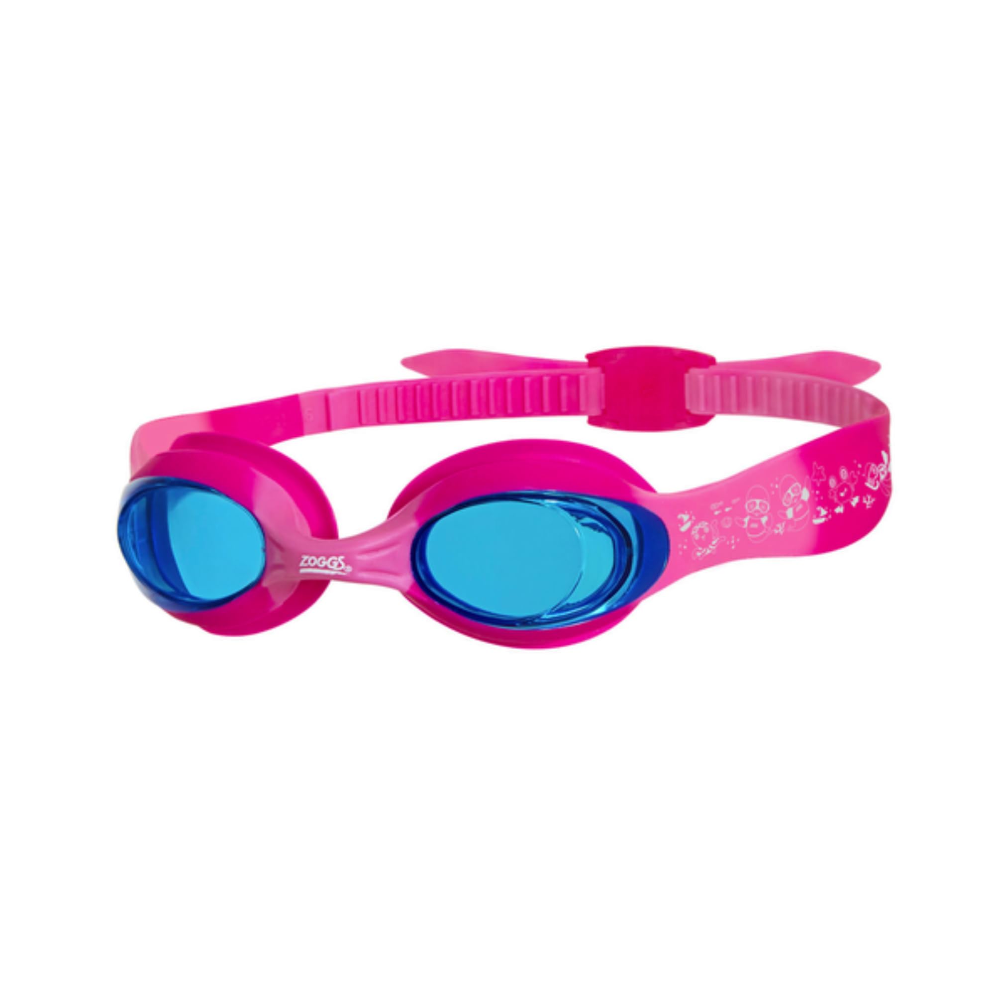 Zoggs Little Twist Kids Swimming Goggles (0-6 Years, Blue Lens, Pink/Fuchsia) UV Protection, Children's Kids Goggles with Anti-Fog, Toddler, Junior Boys & Girls Swim Goggle with Easy Adjust Strap