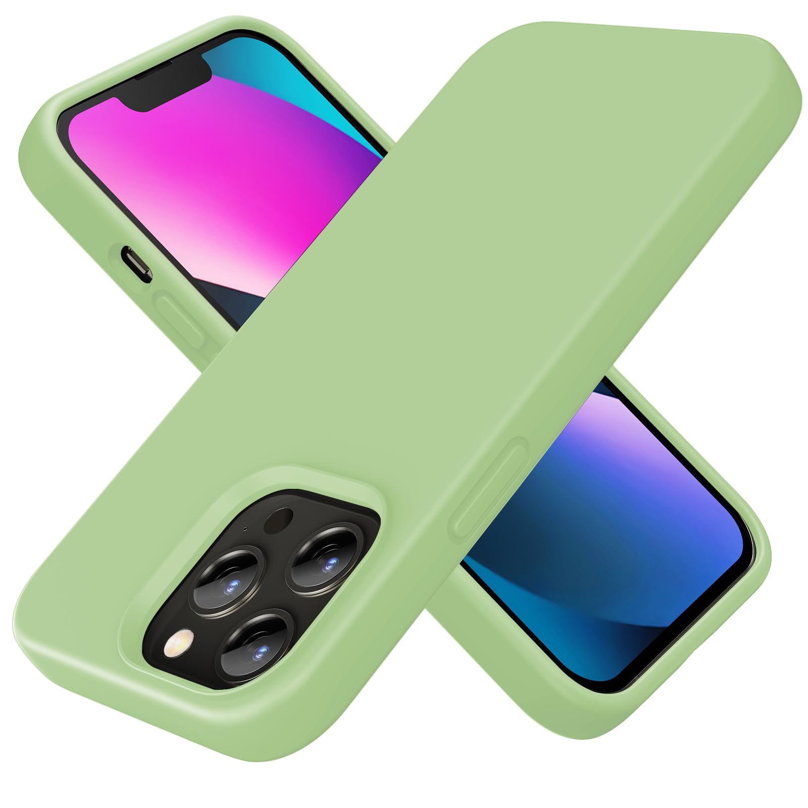 TIIXXE Silicone Case Compatible with iPhone 13 PRO Case Soft Ultra Slim Protective Shockproof Liquid Silicone Phone Case,Anti-Scratch Microfiber Lining, 6.1" mint green — image 1