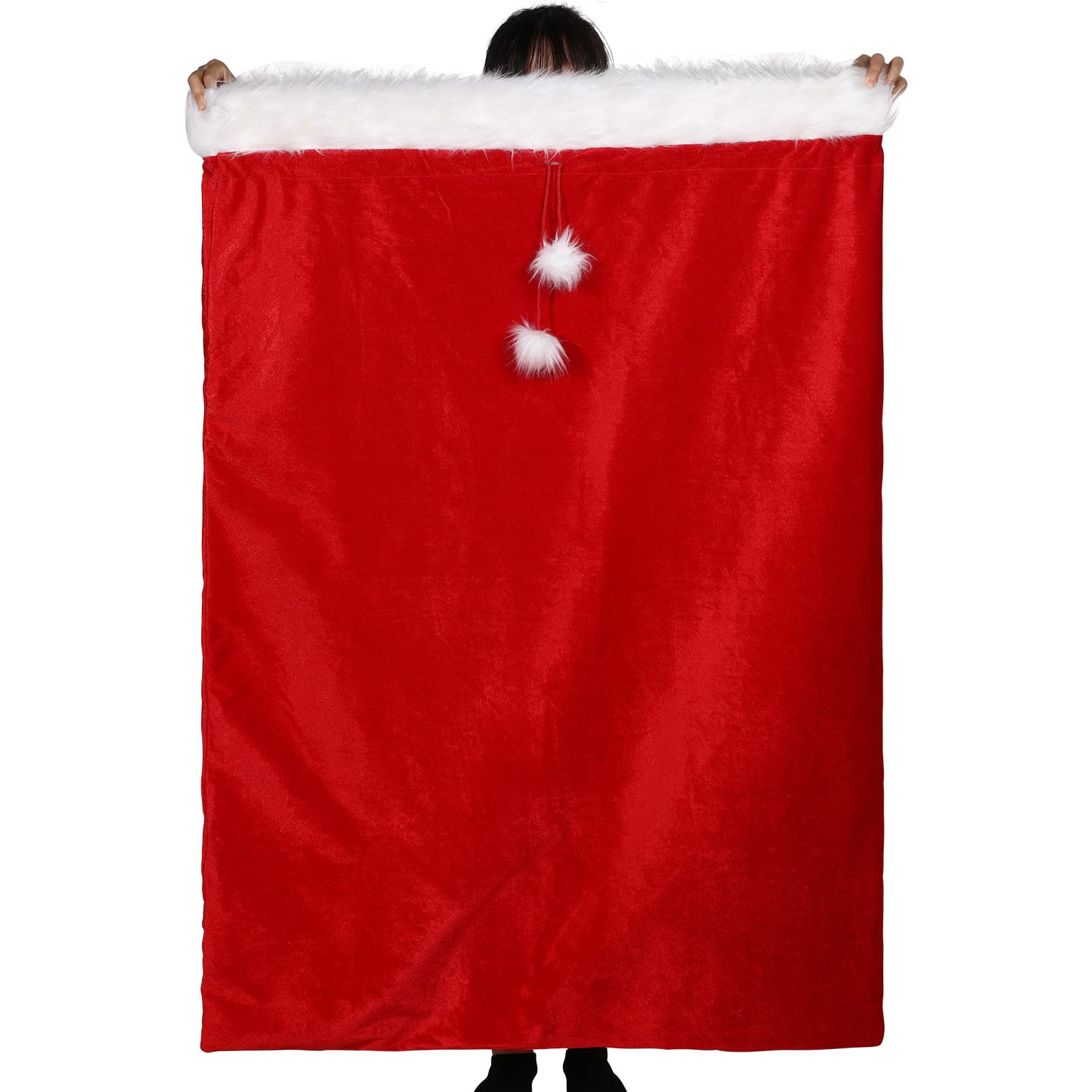 Photo 1 of 56 x 36 in Jumbo Christmas Red Velvet Santa Bag Giant Santa Gift Sack with Cord Drawstring Christmas Extra Large Santa Claus Bag Sack Christmas Drawstring Bag Gift Wrap Bag for Xmas Present (1)