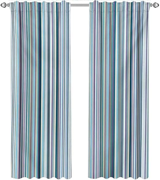 Amazon Com Shenglv Striped Curtains With Valance Blue Purple