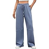 HOUZONIY Womens Wide Leg Sweatpants High Waisted Drawstring Straight Leg Baggy Comfy Casual Trendy Pull On Pockets Pants