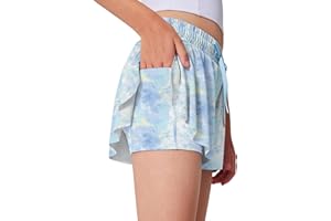 LaBeca Girls Flowy Athletic Shorts Running Tennis Active Butterfly Shorts Double Layer with Pockets Quick-Drying Shorts