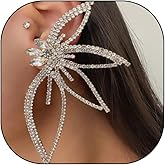 Dainty Vivid Big Butterfly Studs Earrings for Women,Boho Vintage Sparkly Rhinestones Flower Earrings Wedding Party Jewelry Gifts