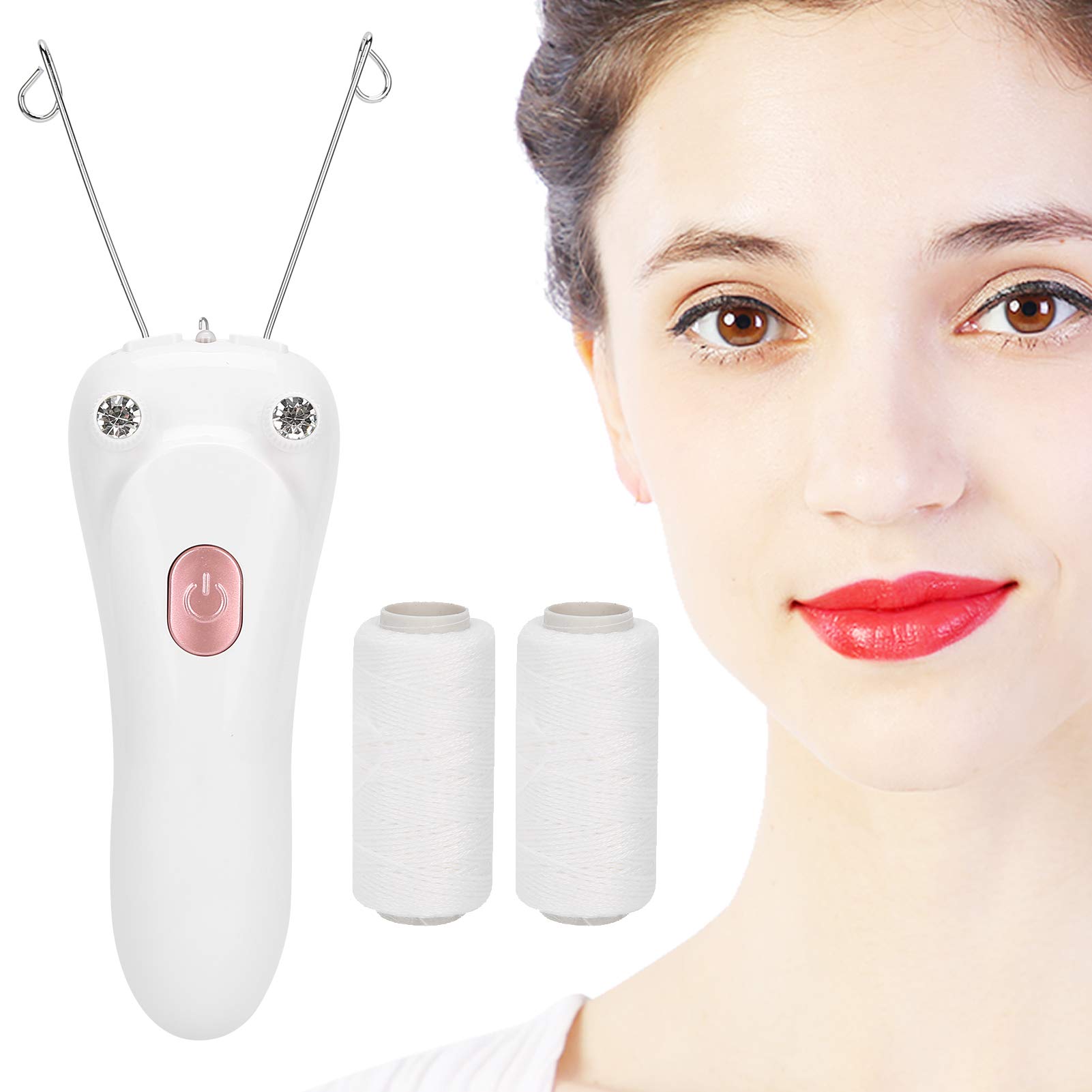 Threading Hair Removal Epilator, Electric Physical Threading Body Hair Removal Epilator for Women, USB Hair Removal Machine with 2 Cotton Thread for Remove Eyebrow Lip Chin