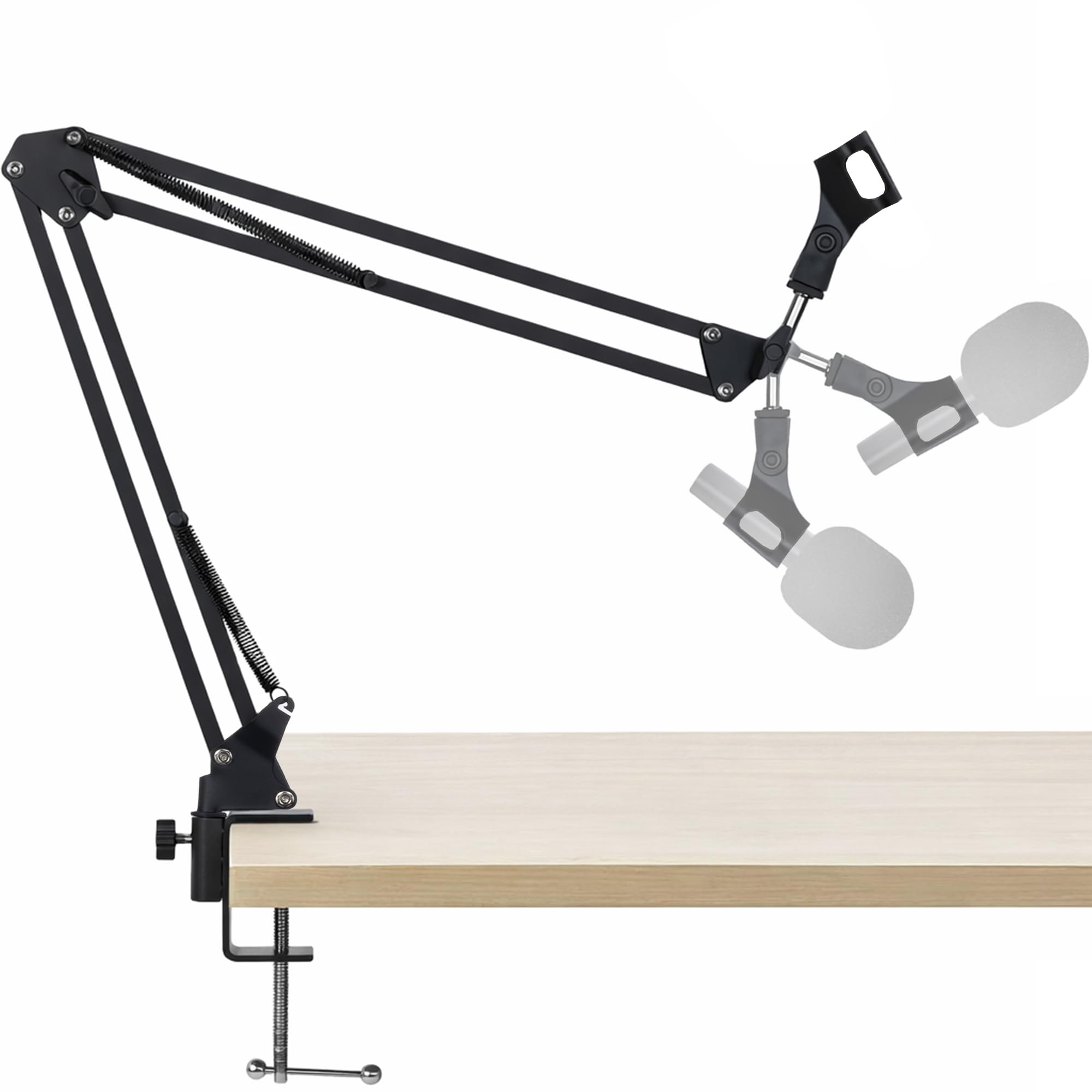 Fineway Microphone Boom Arm - 180° Rotating Adjustable Desk Mic Stand with Table Clamp, Folding Scissor Suspension Arm Gaming Mic Arm for Podcasting, Virtual Meeting & Streaming Microphone