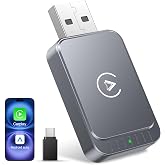 AuroraLink Wireless Carplay Adapter for Apple iPhone &amp; Android Auto 2-in-1 Fast &amp; Stable Carplay Wireless Adapter Convert Wired to Wireless Car Play Dongle for iOS 10+/Android 11+ (Grey)
