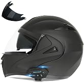 FRBRK Motorcycle Bluetooth Modular Helmet, DOT Approved Dual Visor Full Face Flip up Bluetooth Integrated Motorcycle Helmets for Adults Men Women