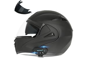FRBRK Motorcycle Bluetooth Modular Helmet, DOT Approved Dual Visor Full Face Flip up Bluetooth Integrated Motorcycle Helmets for Adults Men Women