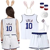 KaKaxi Couples Halloween Cosutme for Women Basketball Jersey Outfit and Accessories