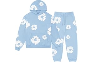 Tracksuit Set for Men Women Kapok Print​ Hoodie and Sweatpants Set 2-Piece Streetwear Tracksuit Casual Pullover Hoodie