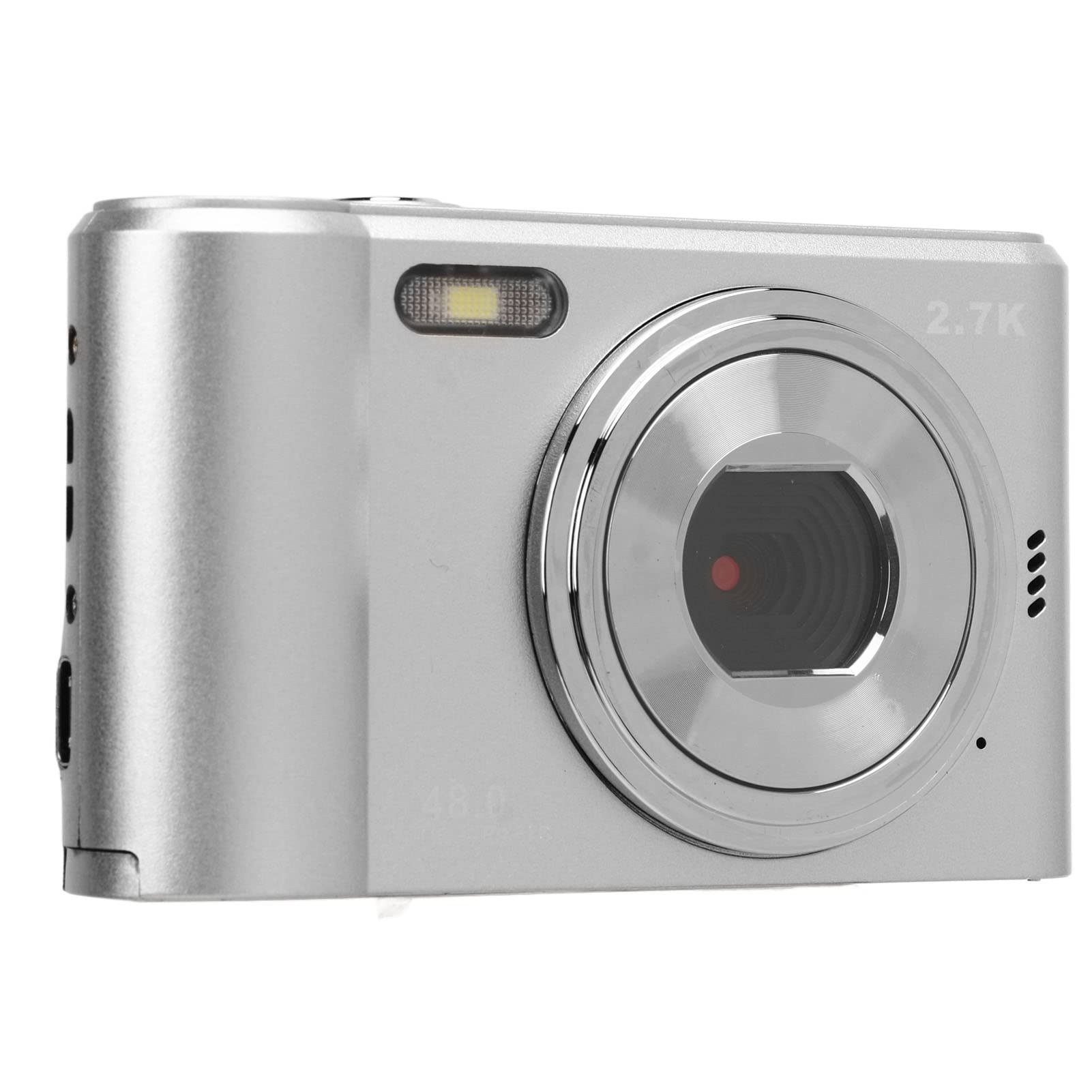 Portable Digital Camera 2.4in, 48MP 1080P 16X Zoom Vlogging Camera, Anti Shaking Selfie Camera for Teens Students Boys Girls Seniors, Silver
