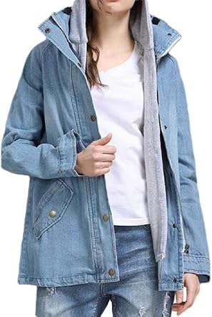 denim jacket under trench coat