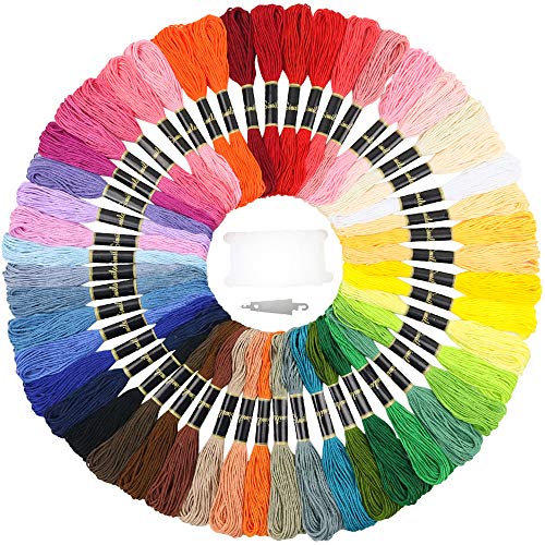 Similane Embroidery Floss 50 Skeins Cross Stitch Thread Rainbow Color Friendship Bracelets Floss Crafts Floss with 12 Pcs Floss Bobbins and 1 Pcs Needle-Threading Tool - Thumbnail 7
