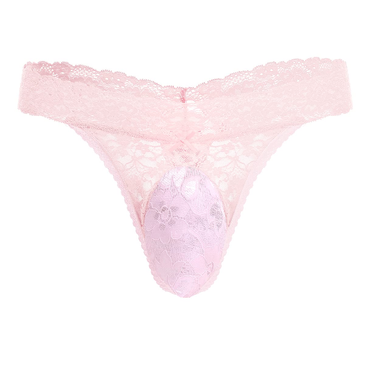 IBAKOM Men's Lace Frilly Sissy Thong Panties Sheer
