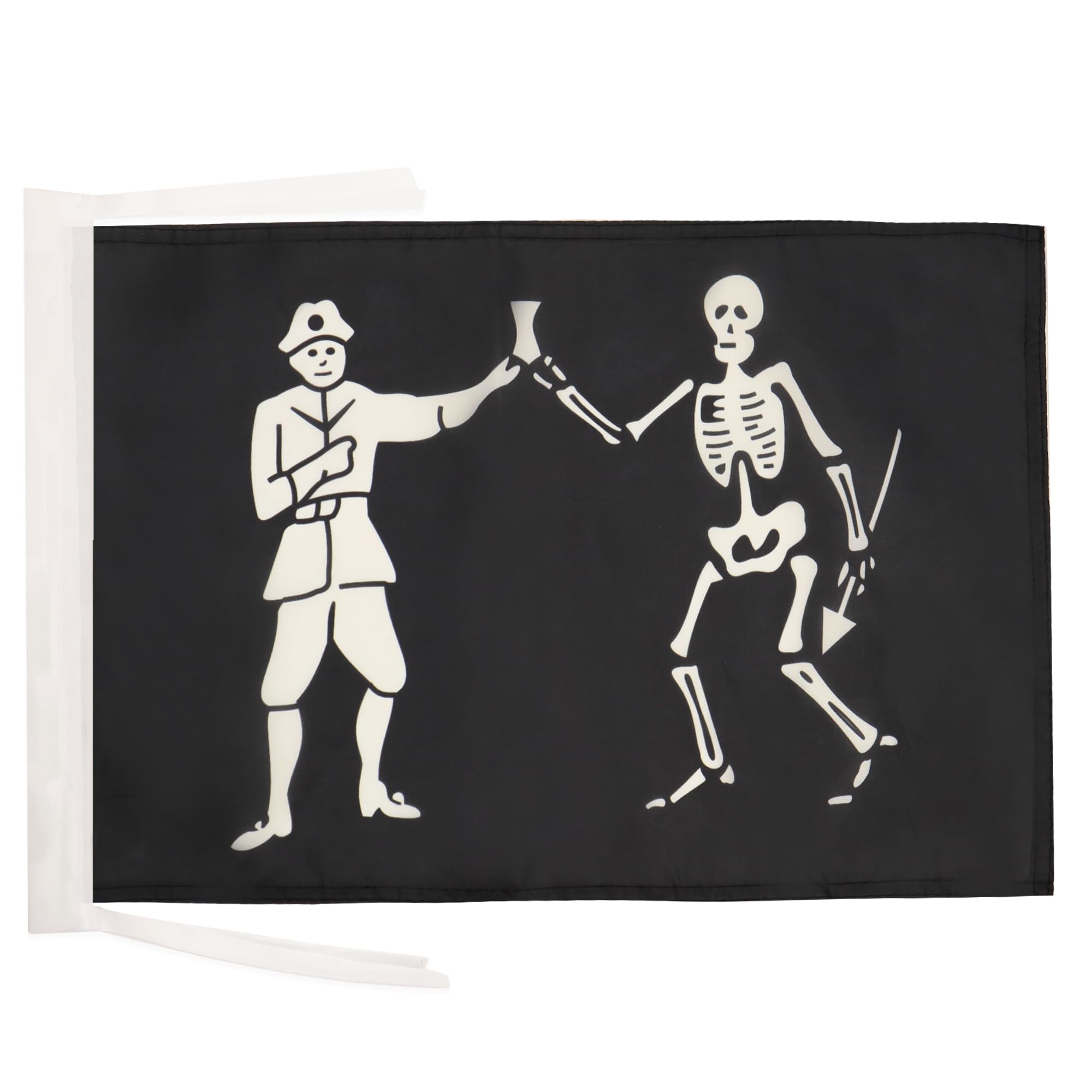 AZ FLAG - Pirate Bart Roberts Flag - 18'' x 12'' - 100% Polyester skull Pirates Small Banner with Two Cords - Fade Resistant - Vivid Colors - 18x12 in - 45x30 Cm