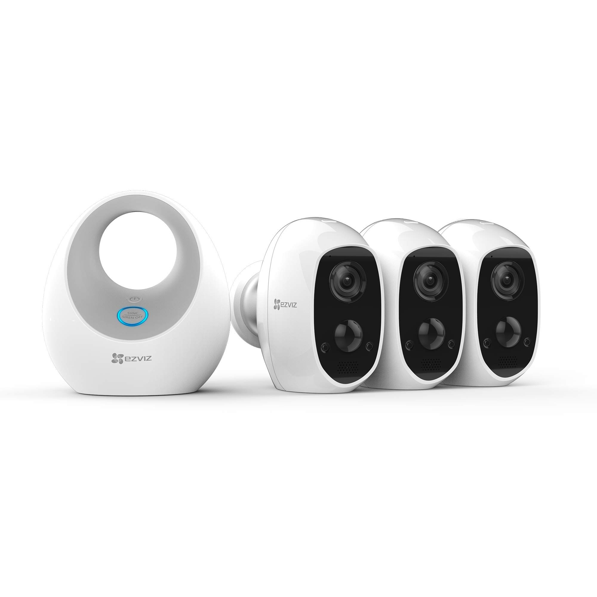 EZVIZ Triple C3A Indoor/Outdoor Battery Camera and Hub with Built-in Siren