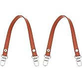 PATIKIL Leather Purse Handle Strap, 2 Pcs 13 Inch Leather Purse Strap Replacement DIY Women Clutch Bag Handbag Top Handle Strap Repair Accessories, Brown