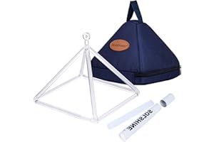 SOLSHINE Crystal Singing Pyramid 8 inch with Artificial Leather Singing Pyramid Carrying Case and Crystal Singing Bowl Suede Striker