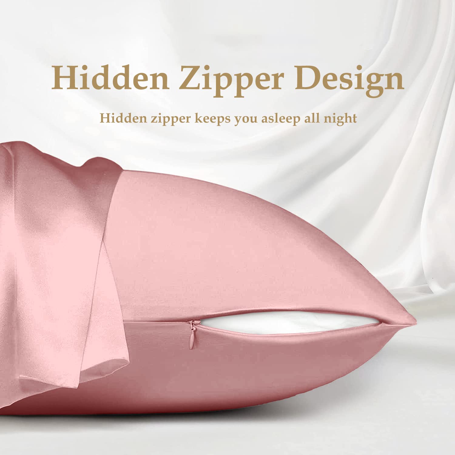 INSSL Silk Pillowcase for Women, Mulberry Silk Pillowcase for Hair and Skin and Stay Comfortable and Breathable During Sleep (Standard, Coral) - Image 5