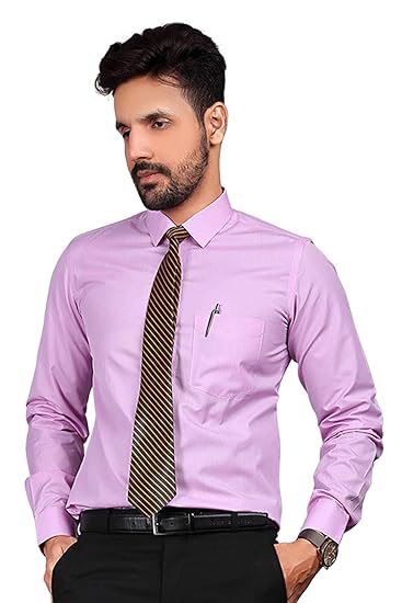 Uniform Sarees Mens Formal Shirt Regular Fit Full Sleeves Purple