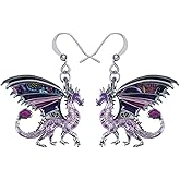 Enamel Alloy Dragon Earrings Fantasy Dinosaur Drop Dangle Fashion Jewelry For Women Charm Gift