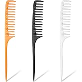 3pcs Wide Tooth Rat Tail Combs Professional Teasing Comb for Wet Curly Hair Wide Tooth Comb Detangling Parting Hair Combs Heat Resistant Hairdressing Parting Styling Combes for Women and Men