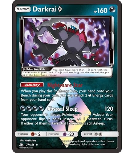 Amazon.com: Pokemon - Darkrai - 136/197 - Obsidian Flames - Reverse Foil -  Single Card : Toys & Games