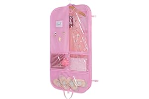 Kntiwiwo Pink Garment Bags for Dance Costumes 40 Inch Dance Costume Garment Bag for Girls, 3 Medium Clear Zipper Pockets and 