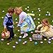 UNGLINGA Pre Filled Easter Eggs with Toys Inside Plastic Surprise Egg Hut Easter Basket Stuffers for Boys Girls - Pull Back Cars, Eyes Finger Puppet, Light Up Ring, Bead Bracelets