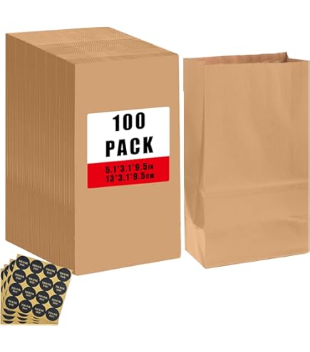 25 PCS X Small Brown Paper Bags Kraft Bags With Flat Handles Sandwich Lunch Bags Food Grocery Bags Packaging Bags Sweet Candy Bags Shopping Bags Eco Friendly Takeaway Bags 1778 X 889 X 2159 Cm - View #2