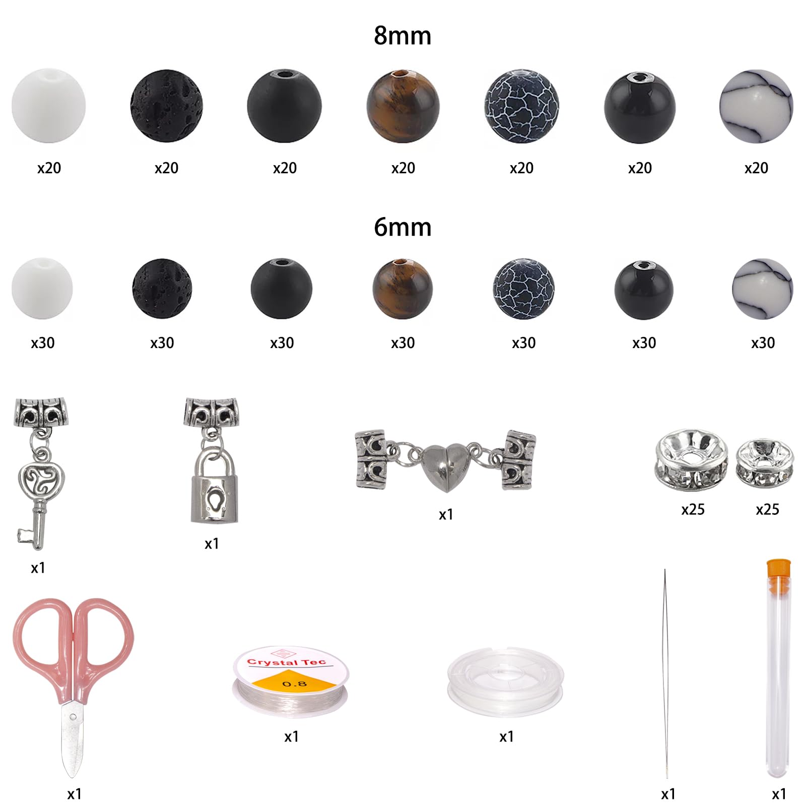 Stone Beads for Jewelry Making, Charm Bracelet Making Kit, 450Pcs Beads for Bracelets Making Kit DIY Magnetic Bracelets for Couples Lovers
