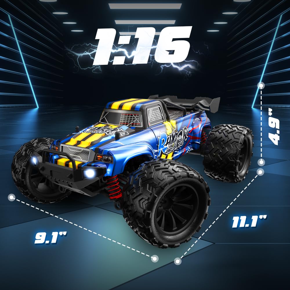 Rhybor Ferngesteuertes Auto 40KM/H 1:16 RC Auto, 4WD Crawler Monstertruck für Erwachsene und Kinder 8+, RC Buggy mit Präzisionssteuerung, Ideal für Rennen und Offroad-Abenteuer 7