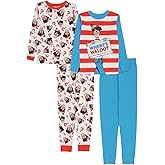 Where’s Waldo boys 4-piece Snug-fit Cotton Pajama Set, Soft & Cute for Kids