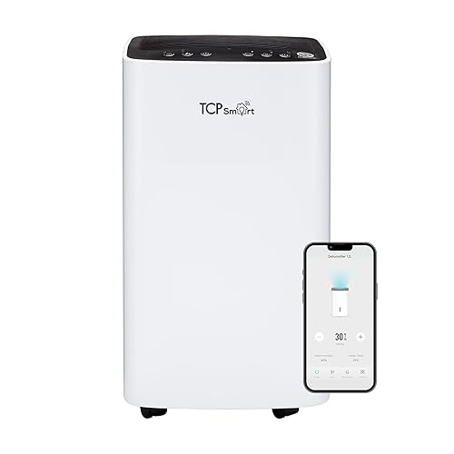 TCP Smart Dehumidifier 12L/Day, WiFi & App Control, HEPA Filter, 2L Tank, Removes Damp, Mould & Condensation, Works with Alexa & Google Home, 3 Modes, Continuous Drain, Smart Compressor
