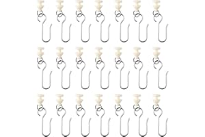 lylqmy 30Pcs Curtain Hooks and 30Pcs Gliders Set, Stainless Steel and Plastic, for Window Door Shower Curtains