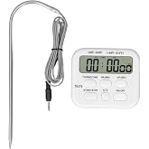 Glomora Digital Kitchen Thermometer, Multifunctional Food Cooking Thermometer with Probe and Alarm Function for Grilling Baking Meat