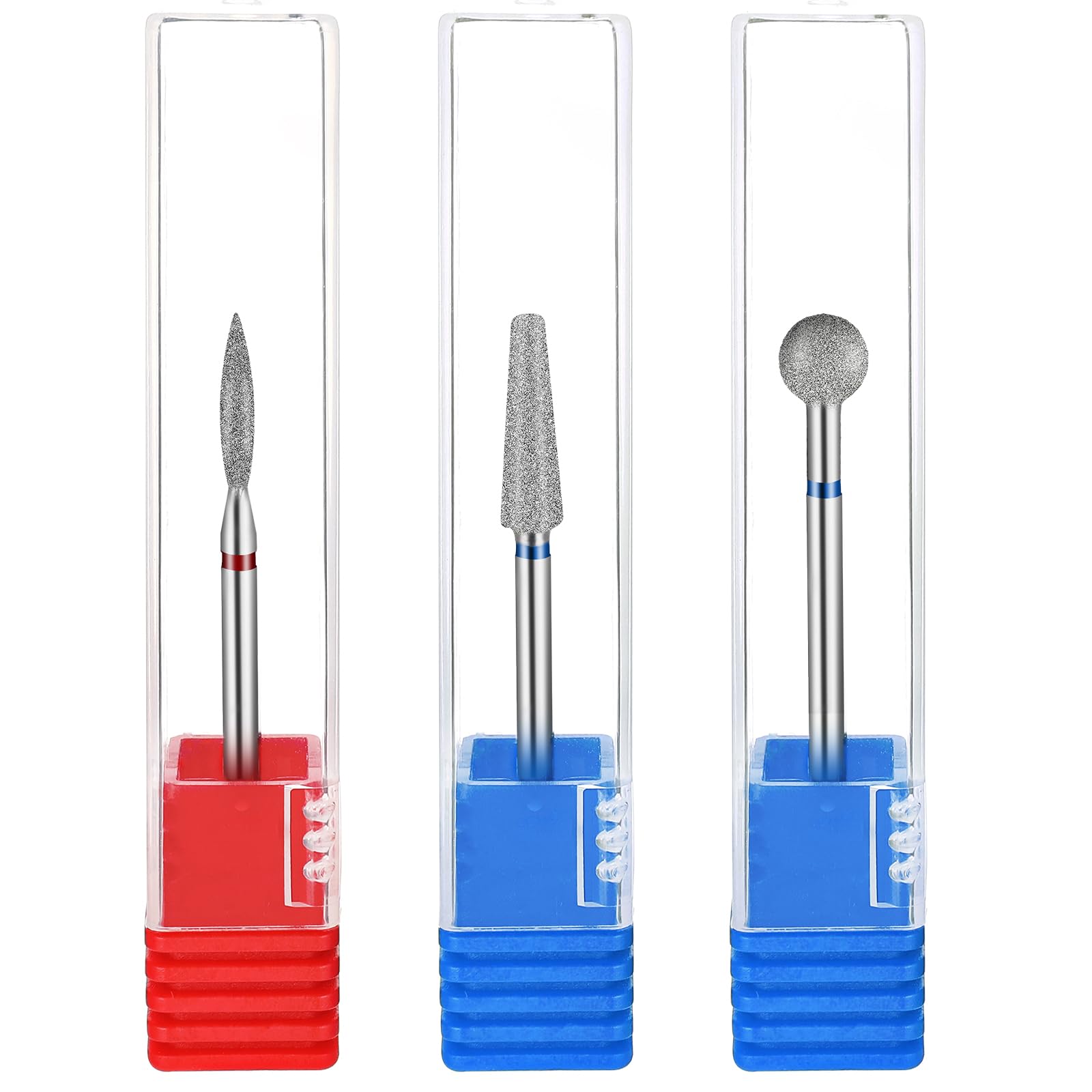 YUXIANLB 3 Pcs Cuticle Nail Drill Bits Flame Ball Tapered Barrel Nail Polishing Grind Head 3/32 Inch 2.35mm Diamond Manicure Pedicure Remover Tools for Nail Dead Skin Cleaning Acrylic Gel Nails Silver